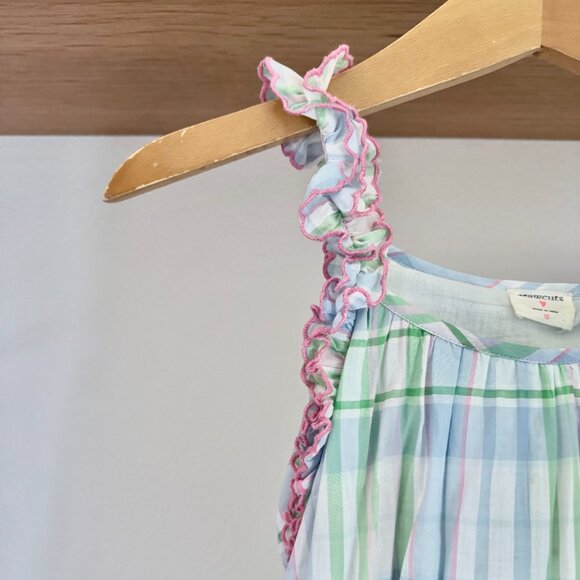 J.CREW CUTS GIRLS RUFFLE TRIM PASTEL PLAID FLOWY LIGHT WEIGHT DRESS LINED 10 - Picture 6 of 12
